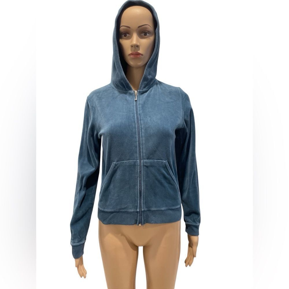 Juicy Couture velour teal/blue Zip-Up Hoodie size S